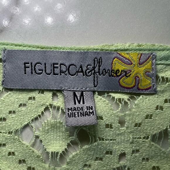 Figueroa & Flower Embroidered Blouse V-Neck, Bell Sleeve Green/Blue size Medium - Picture 6 of 14